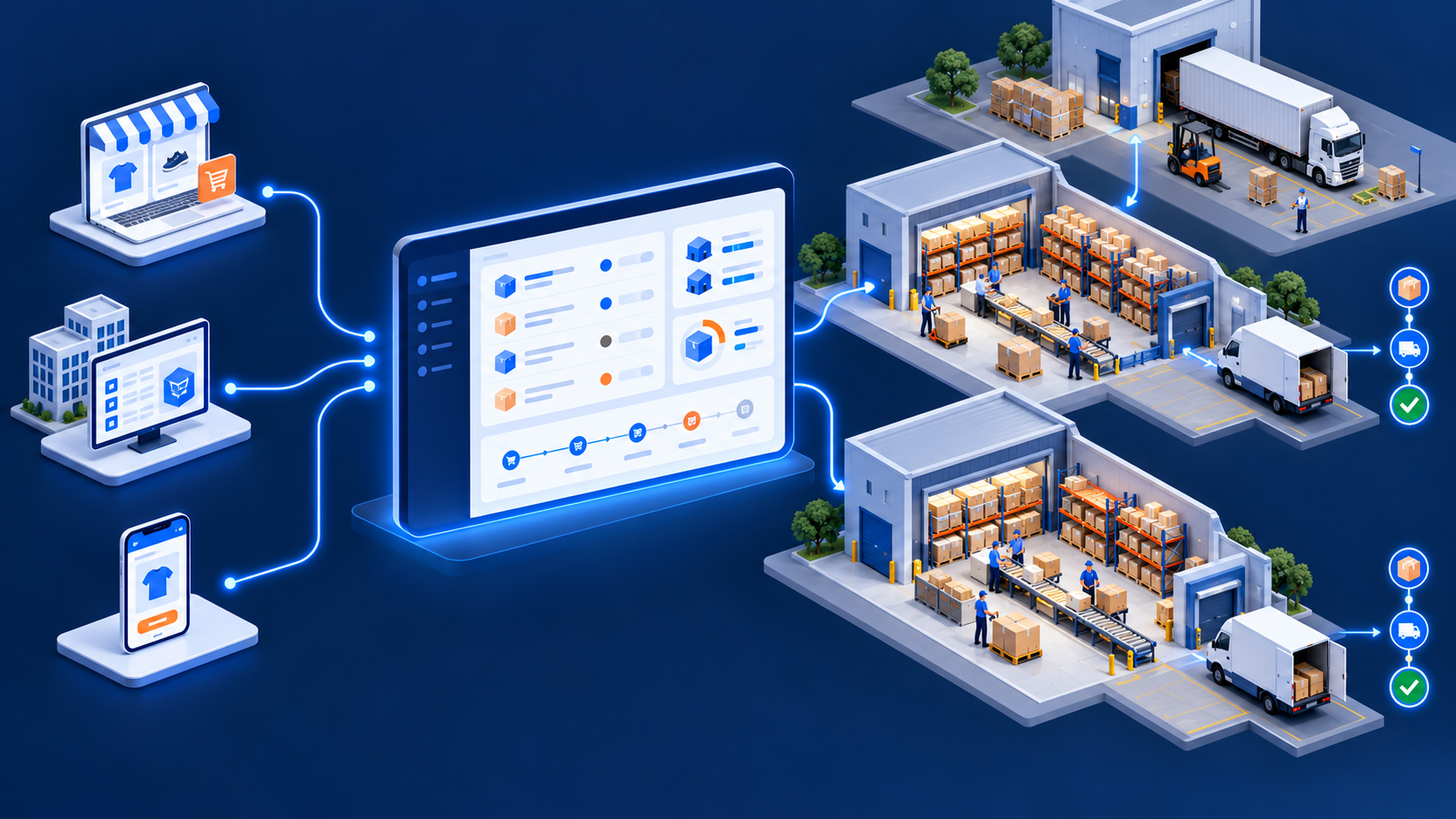 BrilliantWMS Order Management System and warehouse fulfilment illustration