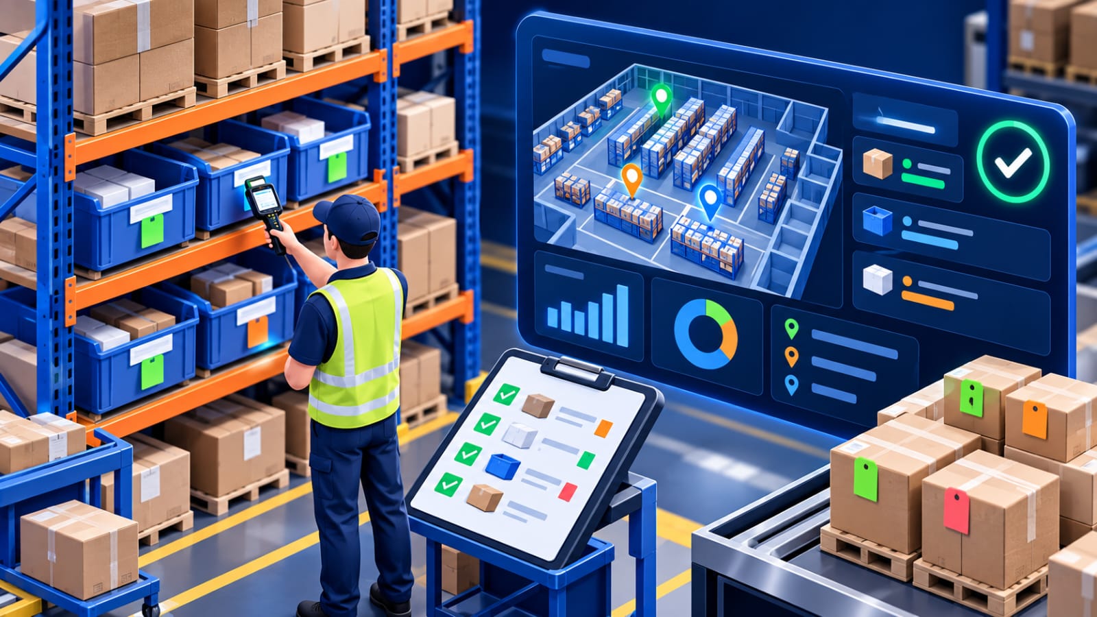 Connected warehouse IoT illustration