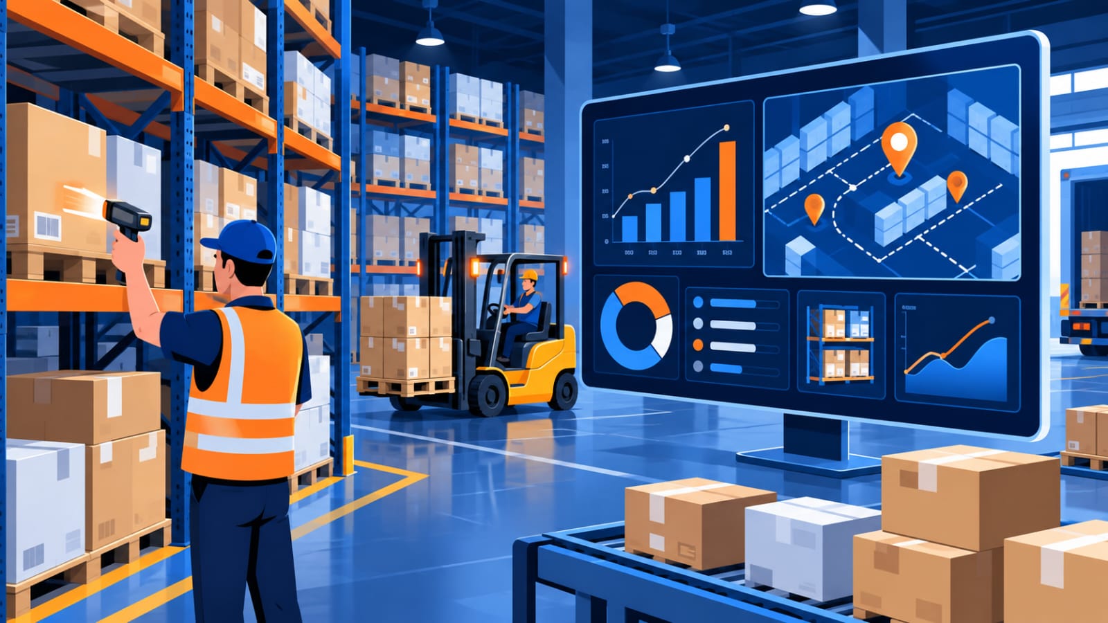 Warehouse management system illustration
